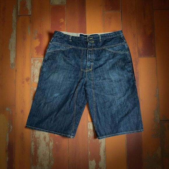 Vintage Marithe Francois Girbaud Baggy Blue Denim Shorts Men Jhorts Waist 42 - Picture 1 of 6